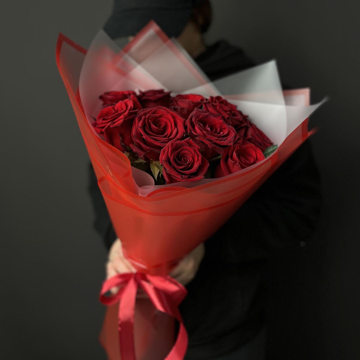 Букеты из красных роз 40 см (Эквадор) код товара  203196