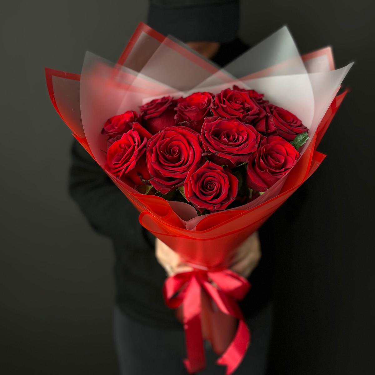 Букеты из красных роз 40 см (Эквадор) код товара  203196
