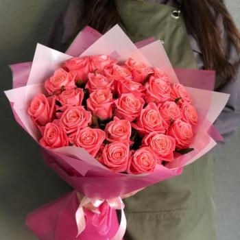 Розовые розы 50 см 25 шт. (Россия) [код товара  360195]