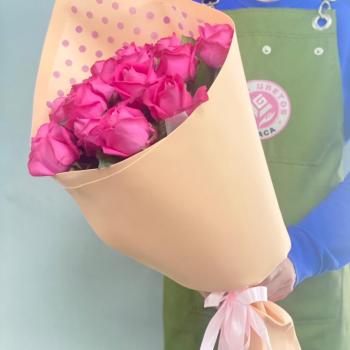 Розовые розы 60 см 15 шт. (Россия) артикул букета  360372