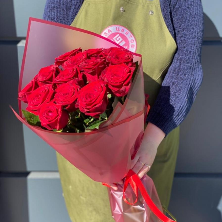 Красные розы 60 см 15 шт. (Россия) (№  360549)