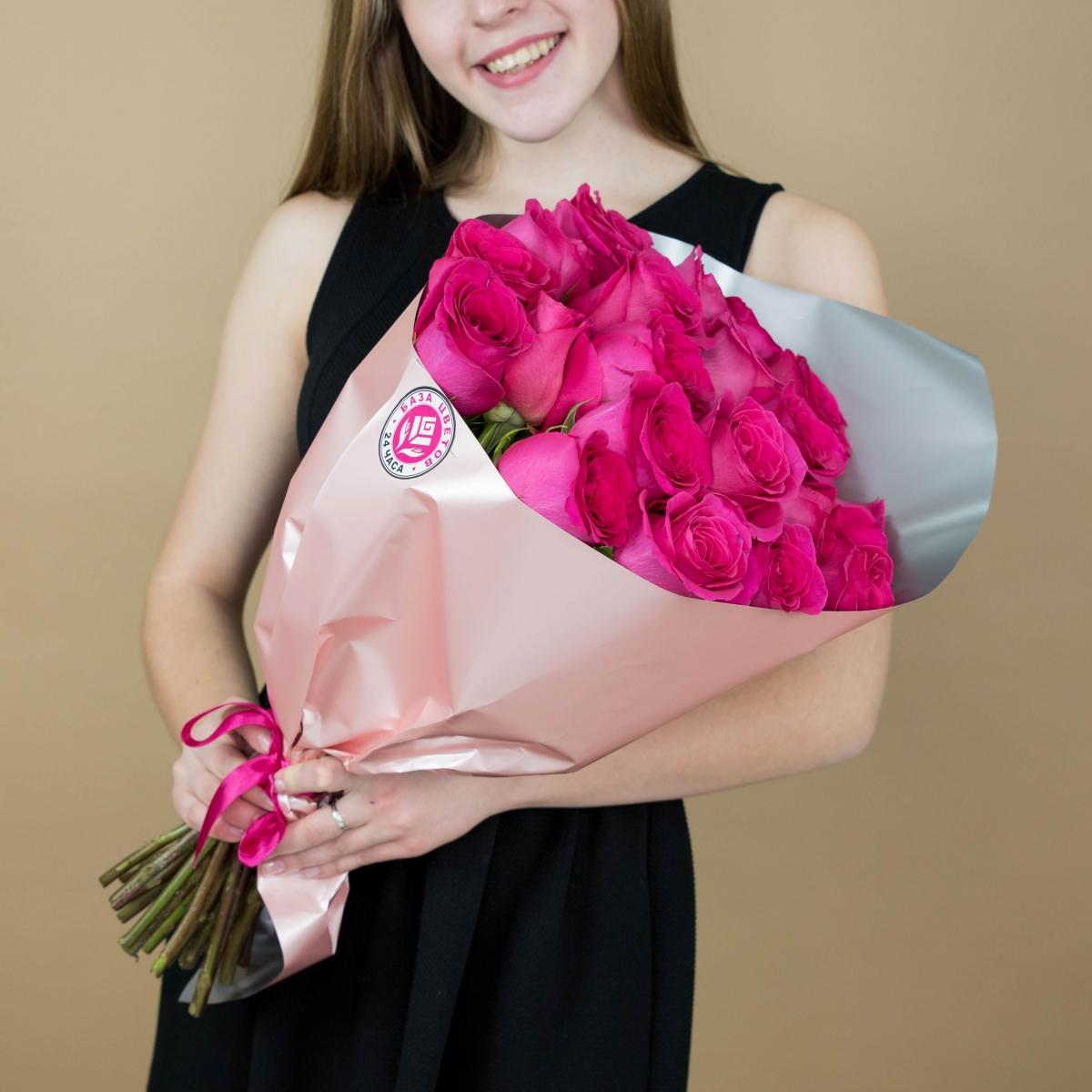 Букет из розовых роз 21 шт. (40 см) №: 95049