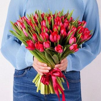 Тюльпаны красные 51 шт (Артикул  154167)